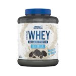Bote de Critical Whey con proteína de suero concentrada, aislada e hidrolizada, certificada sin gluten y Halal, sabor Cookies cream.