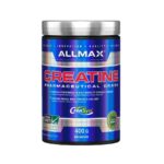 Bote de Creatina Allmax 400g, monohidrato de creatina micronizada 100% pura, sin aditivos.