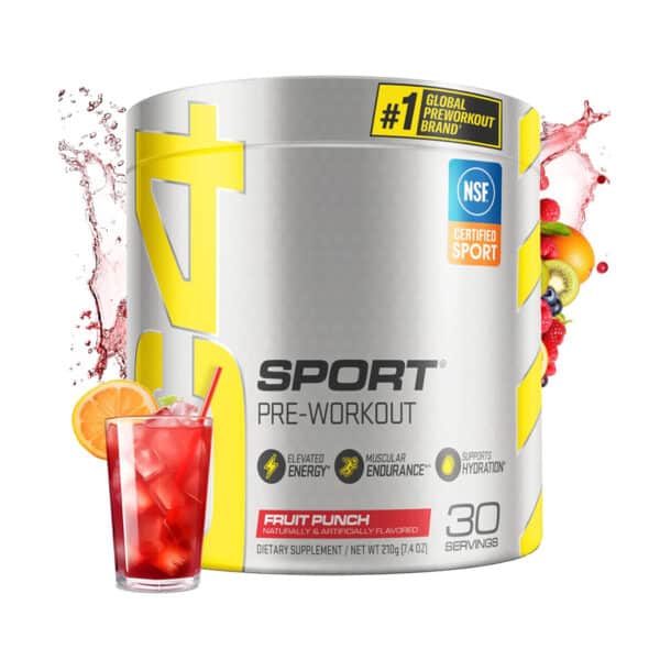 Envase Pre Entreno C4 Sport de Cellucor 30 servicios sabor Fruit Punch - suplemento en polvo para energía y rendimiento deportivo