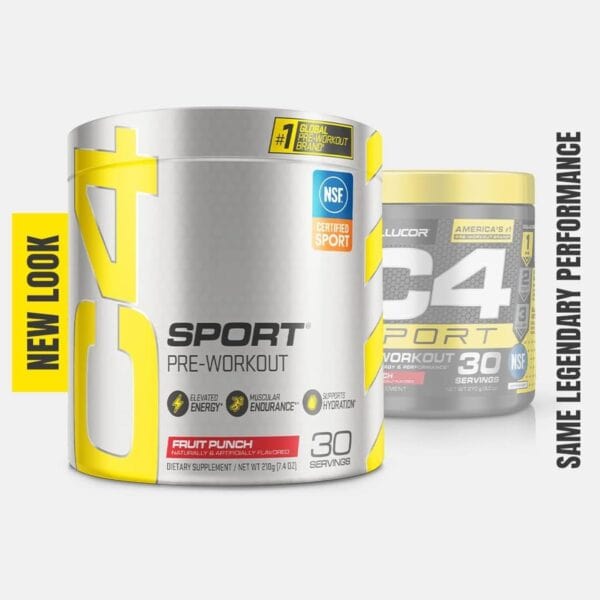 Envase Pre Entreno C4 Sport Cellucor 30 servicios sabor Fruit Punch - suplemento en polvo para energía y rendimiento deportivo