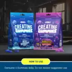 Gomitas de creatina Applied Nutrition sabor grosella negra, 3000 mg de creatina monohidratada por porción. Creatina Gummies sabores blacurrant y blue raspberry