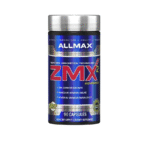 Frasco de ZMX Advanced Allmax Essentials – Suplemento de zinc, magnesio y vitamina B6 en cápsulas.